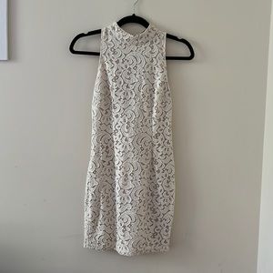 M Boutique White Lace Mockneck Bodycon Mini Dress